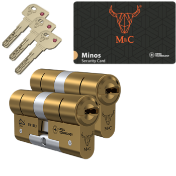 M&C Minos cilinder met kerntrekbeveiliging - messing - (2x) - SKG***