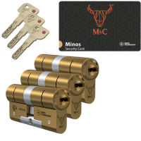 M&C Minos cilinder met kerntrekbeveiliging - messing - (3x) - SKG***