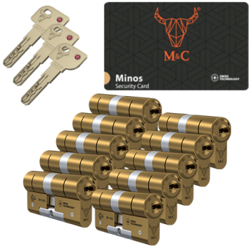 M&C Minos cilinder met kerntrekbeveiliging - messing - (10x) - SKG***
