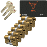 M&C Minos cilinder met kerntrekbeveiliging - messing - (6x) - SKG***