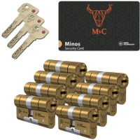 M&C Minos cilinder met kerntrekbeveiliging - messing - (8x) - SKG***