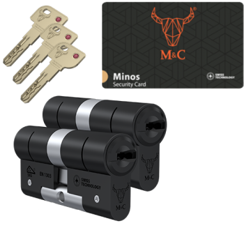 M&C Minos cilinder met kerntrekbeveiliging (2x) - zwart - SKG***