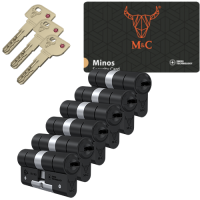M&C Minos cilinder met kerntrekbeveiliging (6x) - zwart - SKG***
