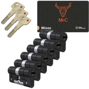 M&C Minos cilinder met kerntrekbeveiliging (6x) - zwart - SKG***