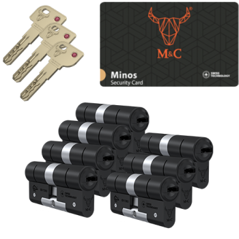 M&C Minos cilinder met kerntrekbeveiliging (7x) - zwart - SKG***