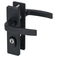 Nemef 3407-2 kortschild deurbeslag met kerntrekbeveiliging - kruk/kruk - zwart - PC72 - (rechthoekig) - SKG*** Nemef 3407-2 kortschild deurbeslag met kerntrekbeveiliging - kruk/kruk - zwart - PC72 - (rechthoekig) - SKG***