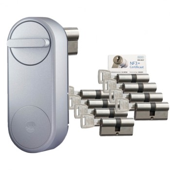 Yale Linus zilver + NF3+ cilinder met kerntrekbeveiliging (9x) - SKG***