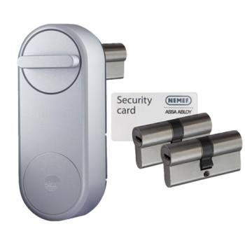 Yale Linus zilver + NF4 cilinder met kerntrekbeveiliging (3x) - SKG***