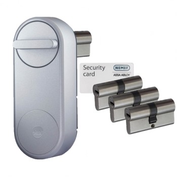 Yale Linus zilver + NF4 cilinder met kerntrekbeveiliging (4x) - SKG***