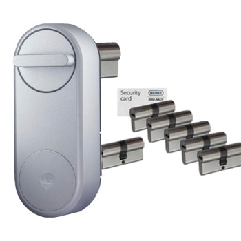 Yale Linus zilver + NF4 cilinder met kerntrekbeveiliging (7x) - SKG***