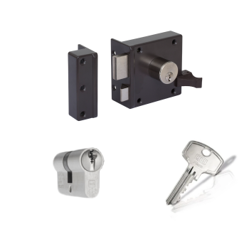 LIPS 1754 oplegslot - bruin - doornmaat 50 mm - draairichting 1 + DOM Plura cilinder met kerntrekbeveiliging (1x) - SKG**