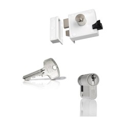 Ne&shy;mef 4154 op&shy;leg&shy;slot - wit - doorn&shy;maat 50 mm - draai&shy;rich&shy;ting 1 + DOM Plu&shy;ra ci&shy;lin&shy;der met kern&shy;trek&shy;be&shy;vei&shy;li&shy;ging (1x) - SKG**