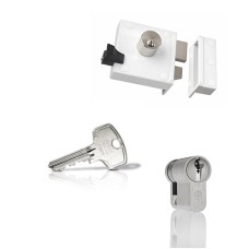 Ne&shy;mef 4154 op&shy;leg&shy;slot - wit - doorn&shy;maat 50 mm - draai&shy;rich&shy;ting 2 + DOM Plu&shy;ra ci&shy;lin&shy;der met kern&shy;trek&shy;be&shy;vei&shy;li&shy;ging (1x) - SKG**