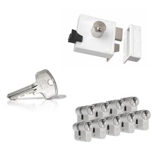 Ne&shy;mef 4154 op&shy;leg&shy;slot - wit - doorn&shy;maat 50 mm - draai&shy;rich&shy;ting 2 + DOM Plu&shy;ra ci&shy;lin&shy;der met kern&shy;trek&shy;be&shy;vei&shy;li&shy;ging (9x) - SKG**