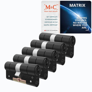 M&C Matrix cilinder met kerntrekbeveiliging (5x) - zwart - SKG***