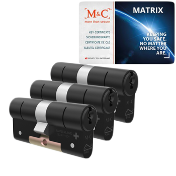 M&C Matrix cilinder met kerntrekbeveiliging (3x) - zwart - SKG***