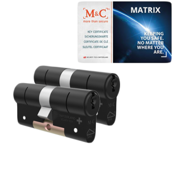 M&C Matrix cilinder met kerntrekbeveiliging (2x) - zwart - SKG***